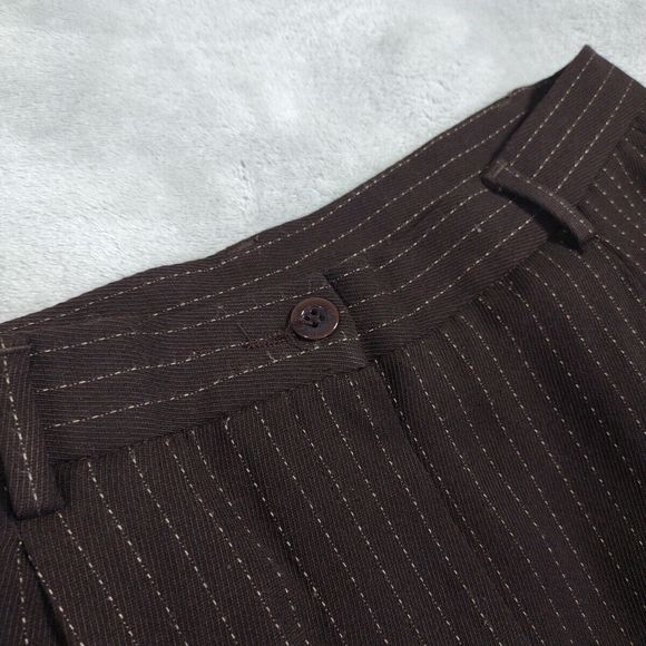 Striped Trousers Pants Women's Career Halter Brown Cream Size 12 Pant - Picture 6 of 14